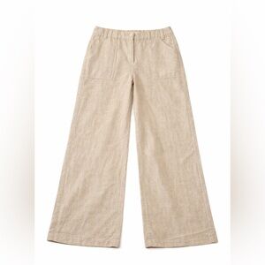 West Palm 100% Linen Wide Leg Pants Size 16 Natural Tan Beige Resort Casual
